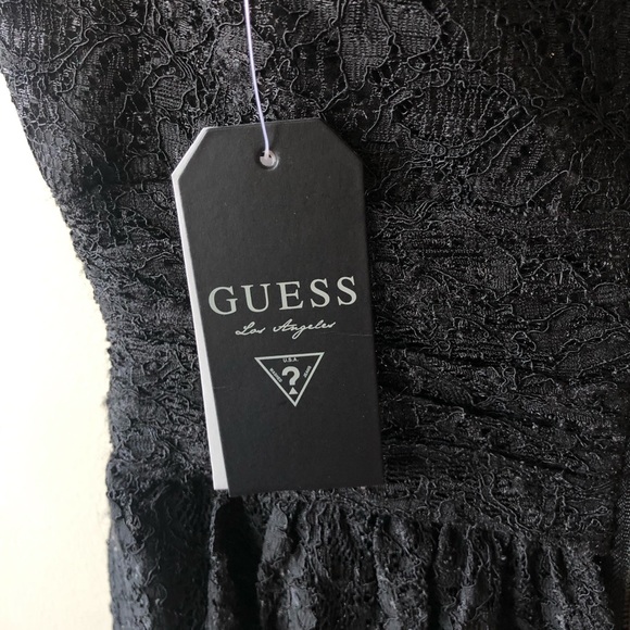NWT GUESS Dakota Lace Peplum Strapless Mini Dress - Picture 9 of 10